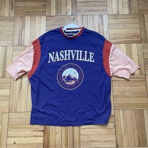ASOS Oversized T-shirt Purple color block with Nashville city print Size Small